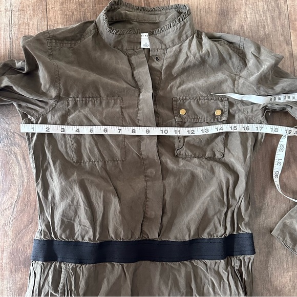 Banana Republic silk blend olive green empire waist button front dress - Picture 8 of 15